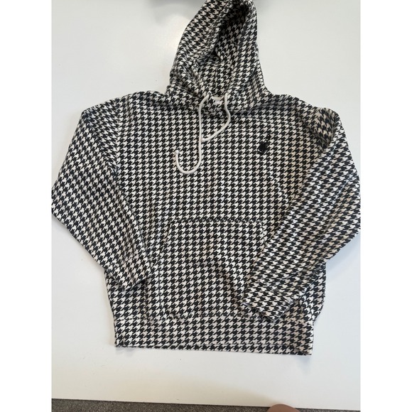 Champagne & Caviar Tops - CA Champagne & Caviar Houndstooth Hoodie Black White Pullover Sweatshirt Medium